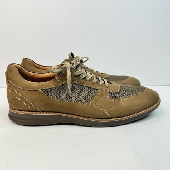 Flag Ltd Mens Lucas Trainer Lace Up Casual Shoes Suede Mesh Upper Tan Khaki 12 - Picture 1 of 9